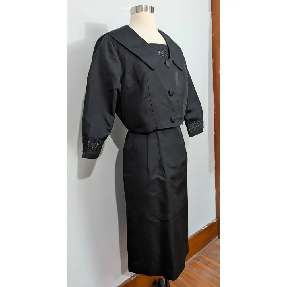Petty Hite Fashion 50s Black Wiggle Dress with Matching Jacket